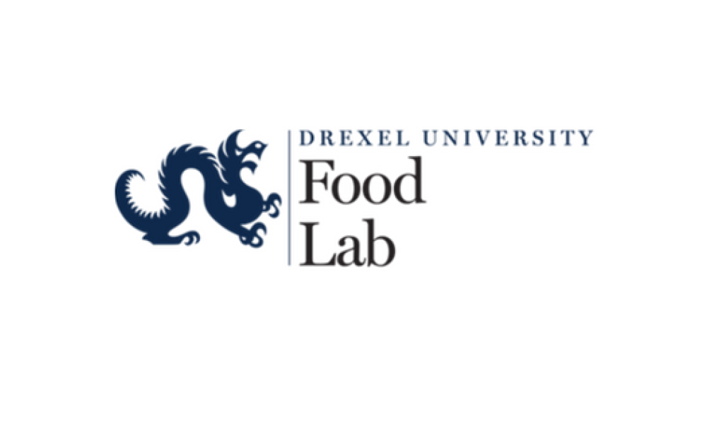 Drexel University Food Lab logo with black emblem to the left of the words Drexel University Food Lab in black font