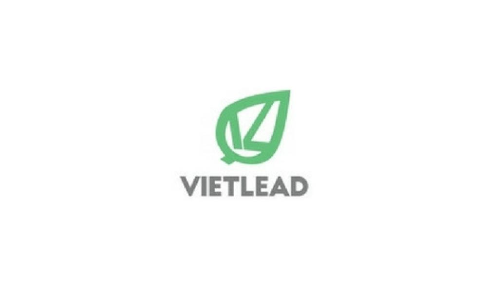 Vietlead logo with gray letters under a green leaf