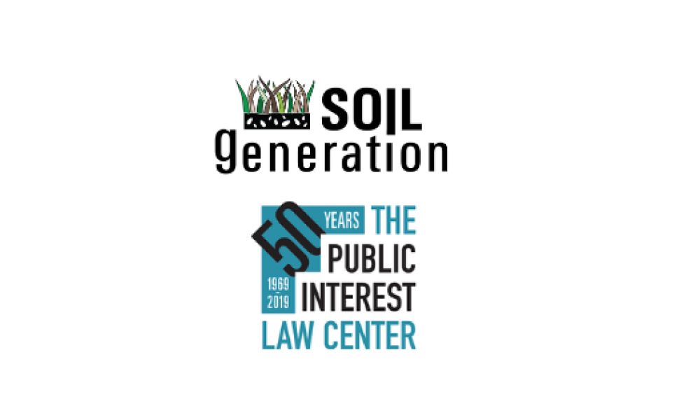 Generation Soil logo next to a green and white emblem above a blue and black Public Interest Law Center logo