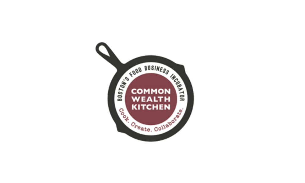 CommonWealth Kitchen logo which is a black frying pan with the words CommonWealth Kitchen in the center in red and white text