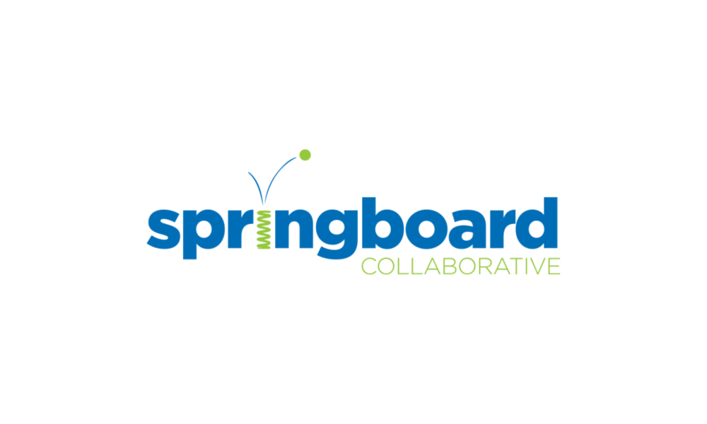 Springboard Collaborative logo with springboard in blue and collaborative in green