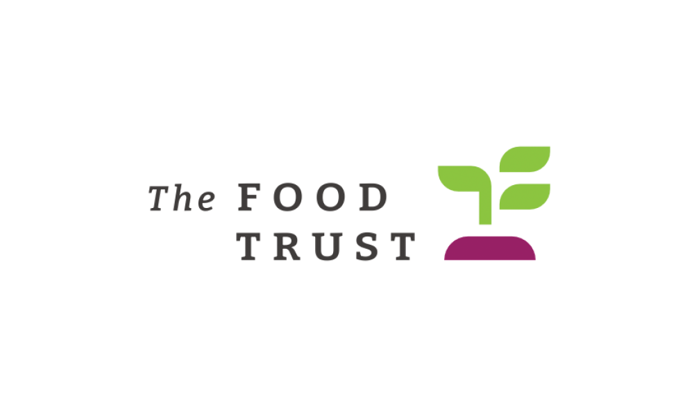 The Food Trust Logo with name in black text and image of a purple and green beet