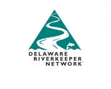 Delaware RiverKeeper Network logo with white stream in front of green mountain