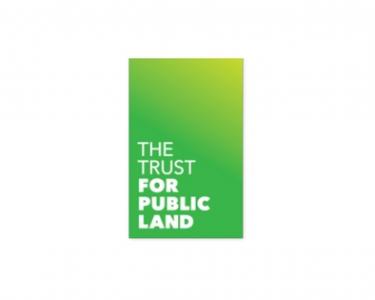 Trust for Public Land logo with white font and green background