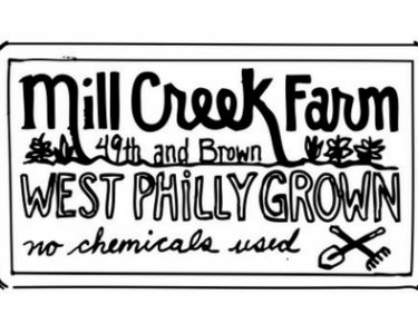 Mill Creek Farm logo with Mill Creek Farm West Philly Grown in black font in front of a white background