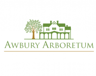Awbury Arboretum Logo in green font under the outline of a house