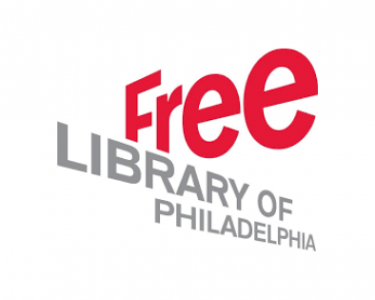 Free LIbrary of Philadelphia logo with the word free in red font above the words Library of Philadelphia in gray font