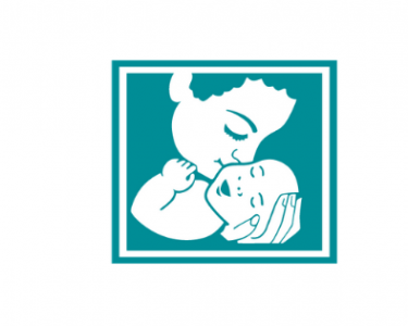 Maternal and Child Health Consortium logo with mother holding baby in front of a teal background