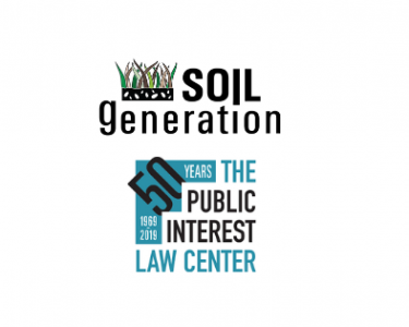 Generation Soil logo next to a green and white emblem above a blue and black Public Interest Law Center logo