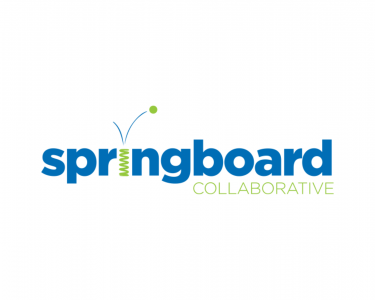 Springboard Collaborative logo with springboard in blue and collaborative in green