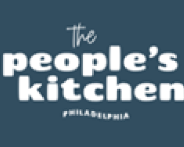 People's Kitchen logo in white font in front of blue background