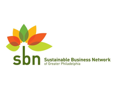 Sustainable Business Network Logo in green with green, red, and yellow emblem.